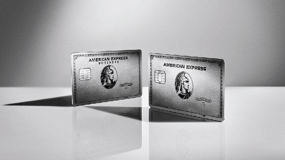 American Express Platinum Cards against a grey background