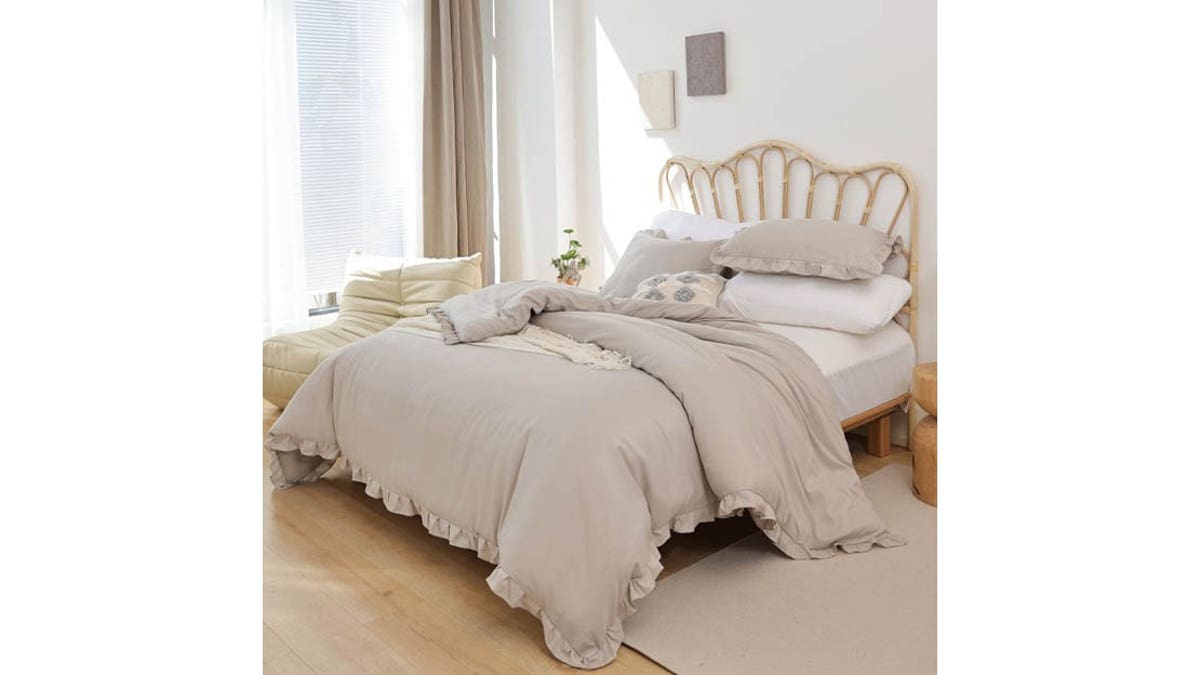 This gorgeous comforter set is soft and lightweight. 